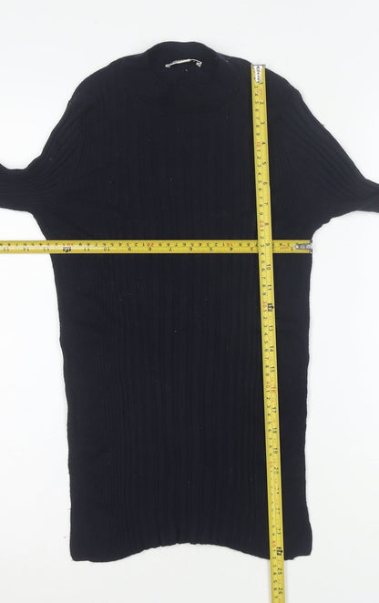 Whistles Women's Black Wool Blend Mock Neck Slim Pullover Jumper Size 6