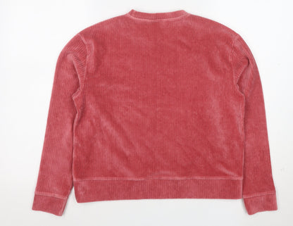 Red Herring Womens Pink Velour Pullover Sweatshirt Size 10