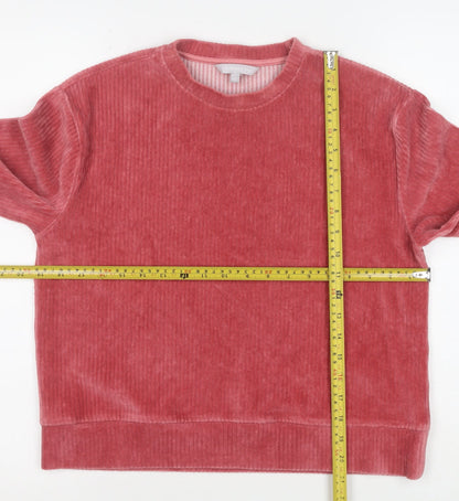 Red Herring Womens Pink Velour Pullover Sweatshirt Size 10