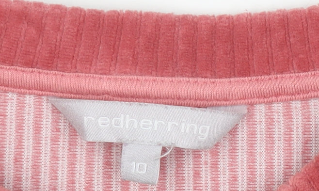 Red Herring Womens Pink Velour Pullover Sweatshirt Size 10
