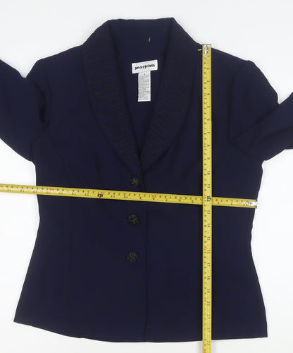 Perceptions Women's Blue Size 8 Shawl Lapel Single-Breasted Suit Jacket