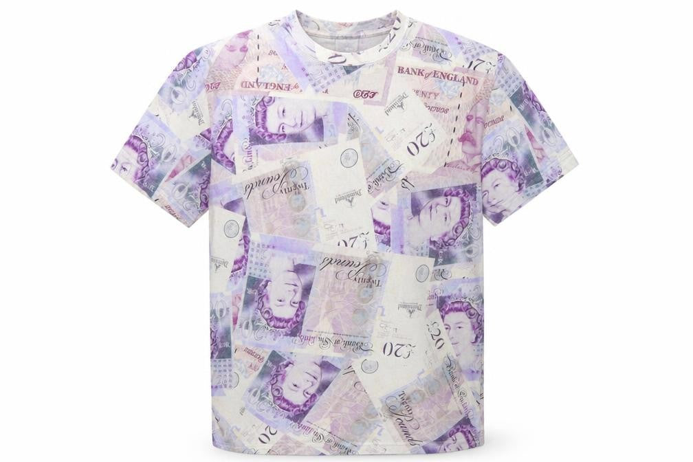 AWGE Men’s Multicoloured Money Print Cotton Short Sleeve T-Shirt Size L