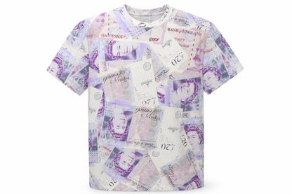 AWGE Men’s Multicoloured Money Print Cotton Short Sleeve T-Shirt Size L