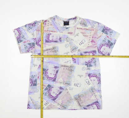 AWGE Men’s Multicoloured Money Print Cotton Short Sleeve T-Shirt Size L