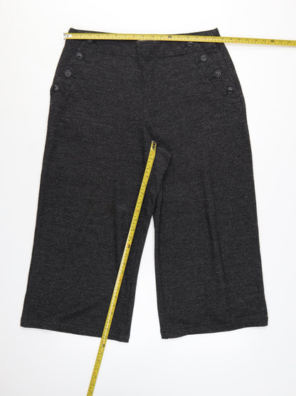 White Stuff Women's Grey Wide-Leg Cropped Trousers Size 16