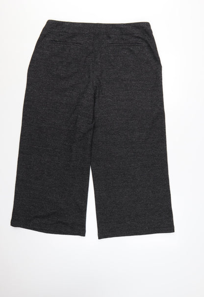 White Stuff Women's Grey Wide-Leg Cropped Trousers Size 16