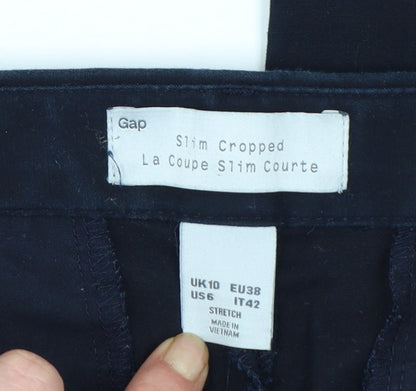 Gap Women's Blue Slim Cropped Cotton Stretch Trousers Size 10