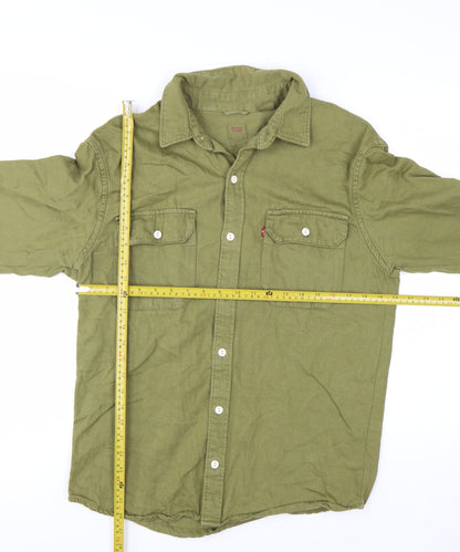 Levi's Men's Green Relaxed Fit Long Sleeve Cotton Button-Up Shirt M