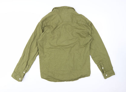 Levi's Men's Green Relaxed Fit Long Sleeve Cotton Button-Up Shirt M