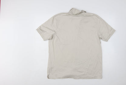 Marks and Spencer Autograph Men's Beige Short Sleeve Button-Up Shirt Size M