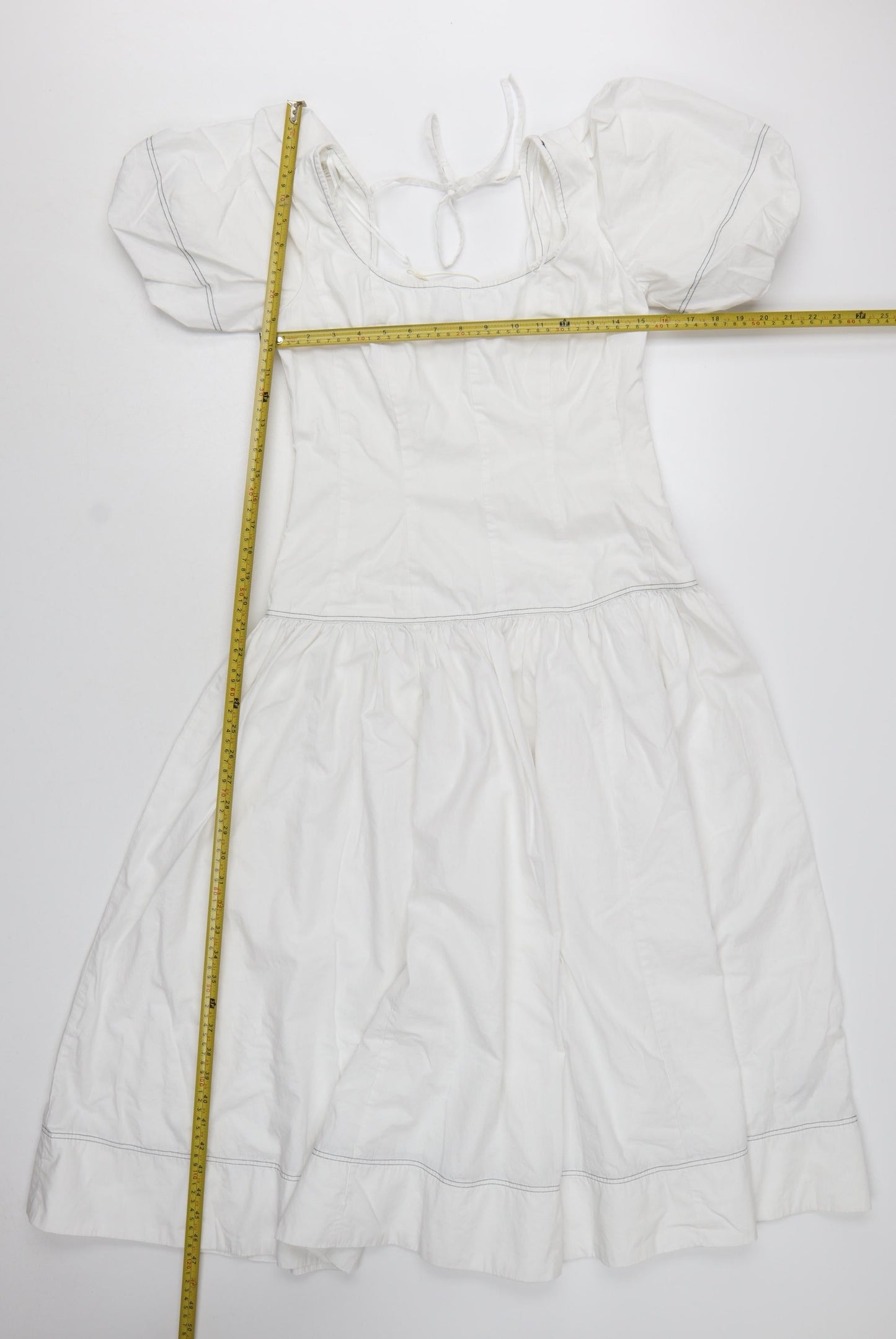Marks and Spencer Women’s White Cotton Puff Sleeve Fit & Flare Dress Size 8