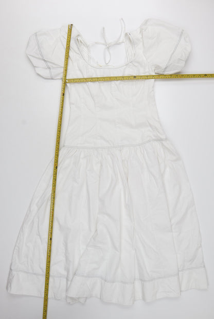 Marks and Spencer Women’s White Cotton Puff Sleeve Fit & Flare Dress Size 8