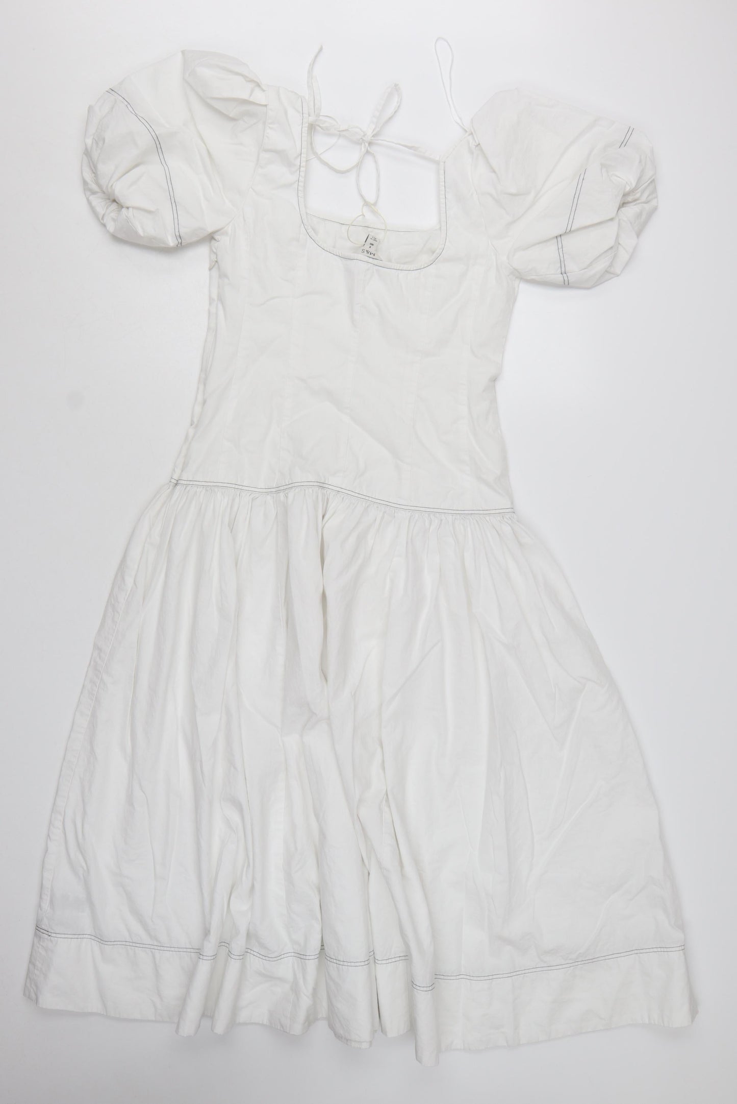 Marks and Spencer Women’s White Cotton Puff Sleeve Fit & Flare Dress Size 8