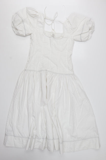 Marks and Spencer Women’s White Cotton Puff Sleeve Fit & Flare Dress Size 8