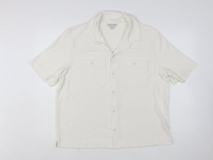 Marks and Spencer Autograph Men's Ivory Button-Up Shirt L Regular Fit