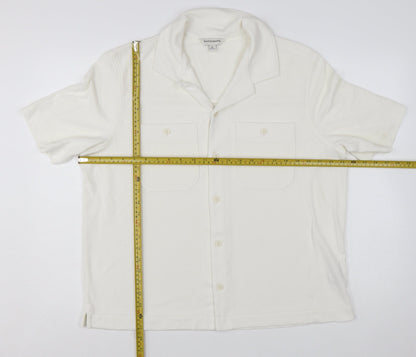 Marks and Spencer Autograph Men's Ivory Button-Up Shirt L Regular Fit