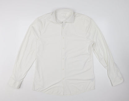 Marks and Spencer Men’s White Slim Fit Performance Long Sleeve Shirt L