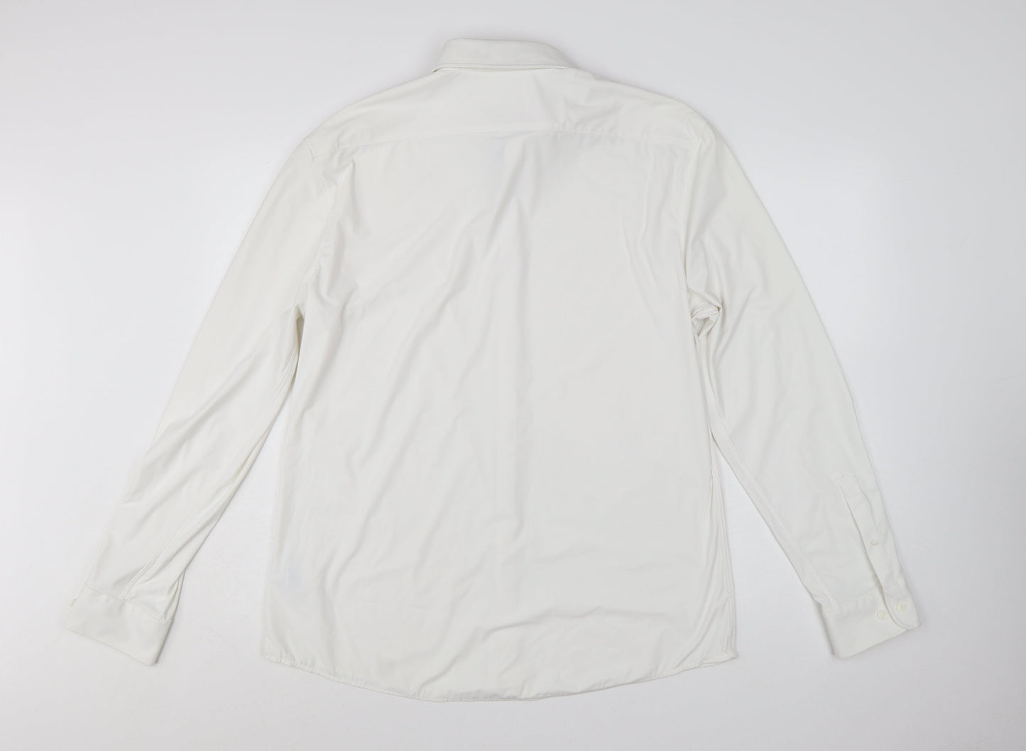 Marks and Spencer Men’s White Slim Fit Performance Long Sleeve Shirt L