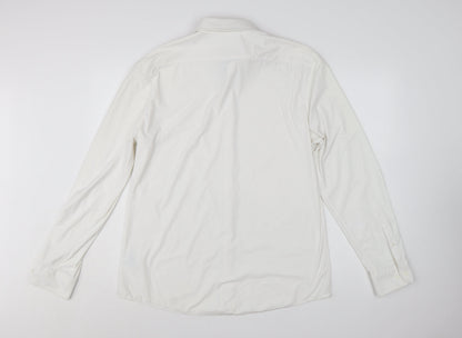 Marks and Spencer Men’s White Slim Fit Performance Long Sleeve Shirt L