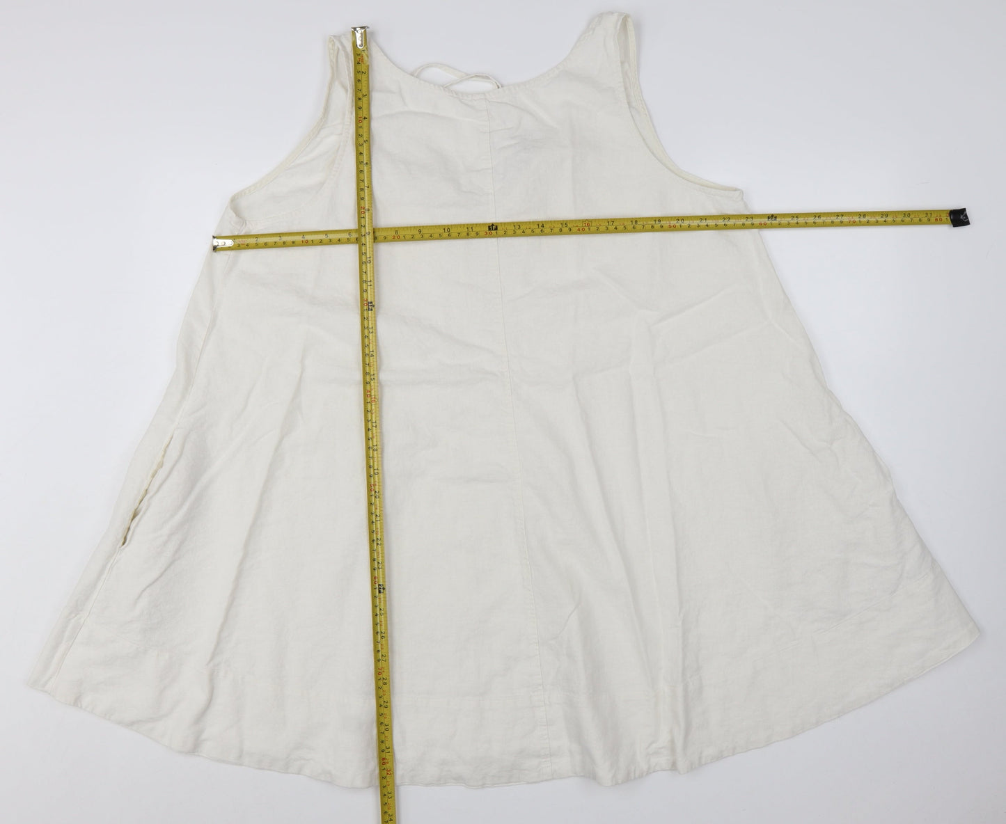 Marks and Spencer Women’s Ivory Linen Blend Sleeveless A-Line Dress Size 18