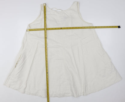 Marks and Spencer Women’s Ivory Linen Blend Sleeveless A-Line Dress Size 18