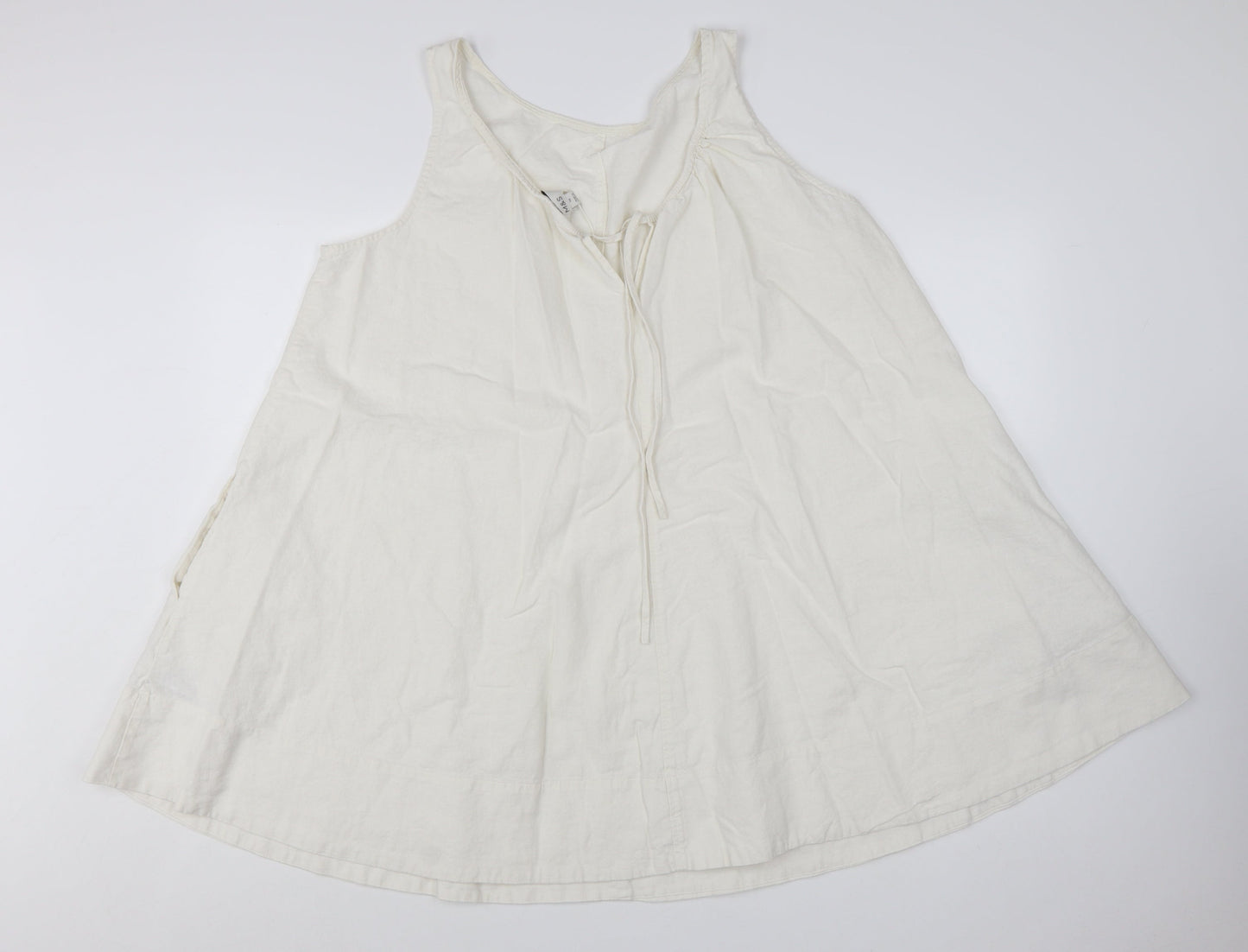 Marks and Spencer Women’s Ivory Linen Blend Sleeveless A-Line Dress Size 18