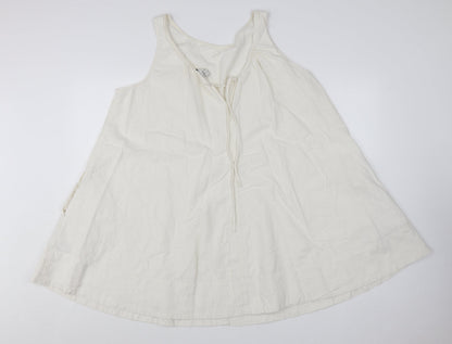 Marks and Spencer Women’s Ivory Linen Blend Sleeveless A-Line Dress Size 18