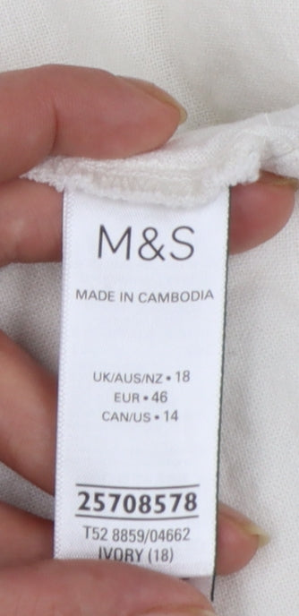 Marks and Spencer Women’s Ivory Linen Blend Sleeveless A-Line Dress Size 18