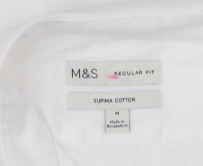 Marks and Spencer Men's White Regular Fit Supima Cotton Shirt M