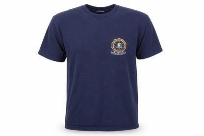 Lee Men's Navy Blue Crew Neck FBI Logo Cotton T-Shirt Size L
