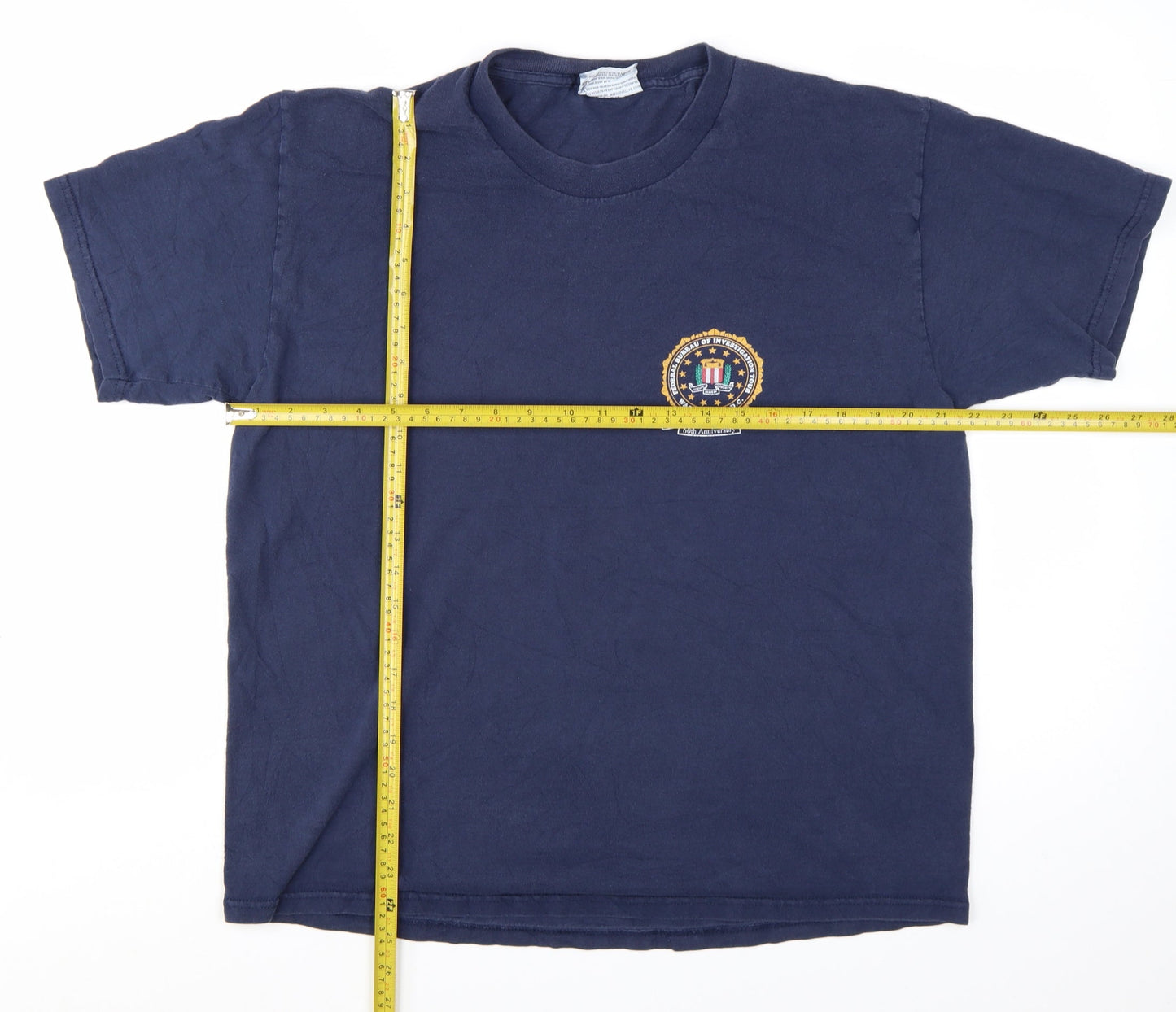 Lee Men's Navy Blue Crew Neck FBI Logo Cotton T-Shirt Size L