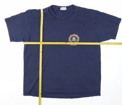 Lee Men's Navy Blue Crew Neck FBI Logo Cotton T-Shirt Size L