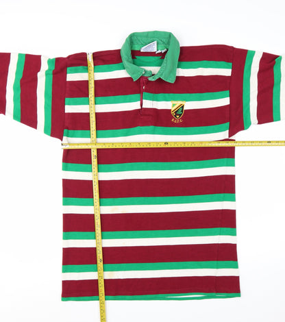 Halbro Men's Multicoloured Rugby Polo Shirt Size L Striped Vintage