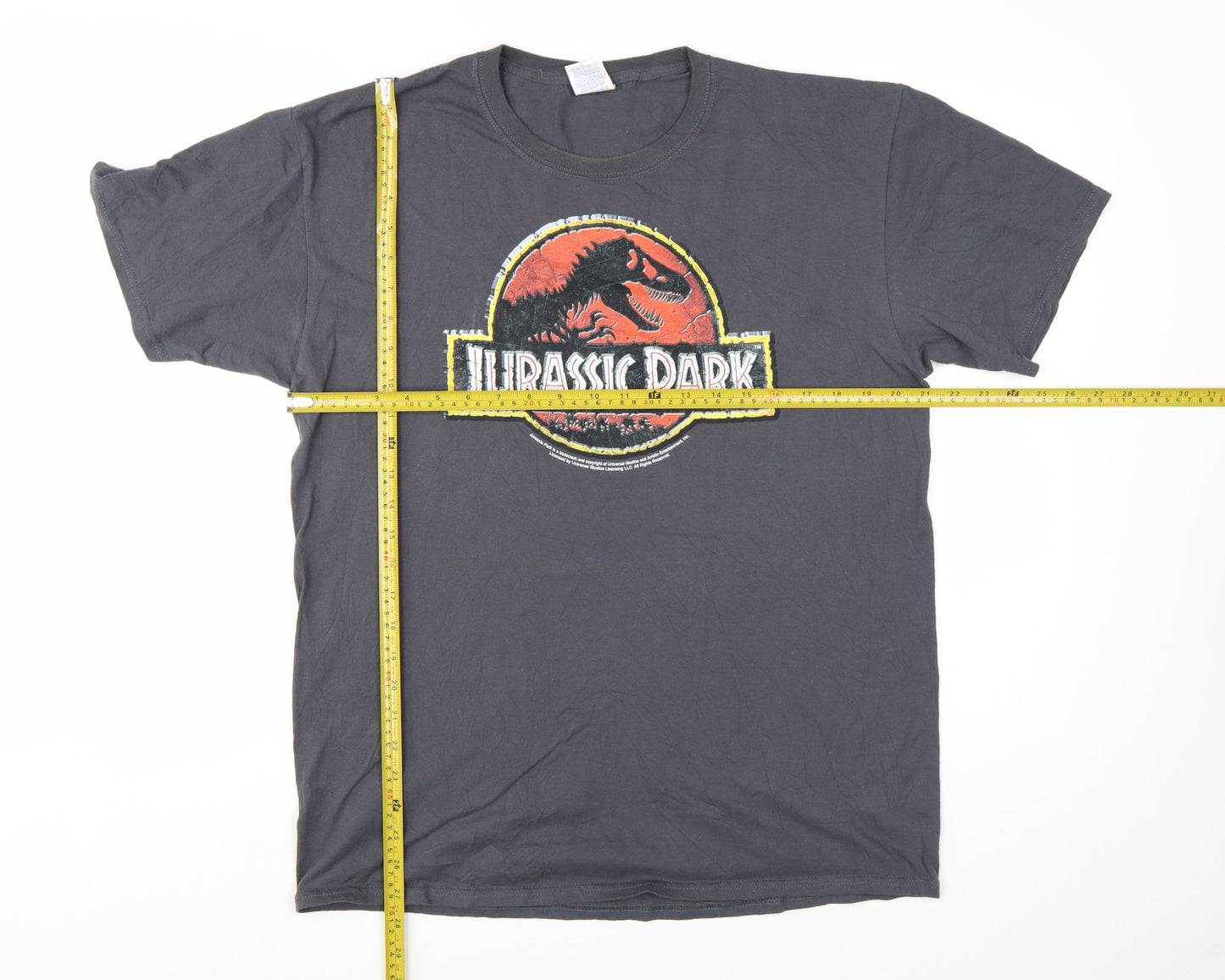Jerzees Men's Grey Jurassic Park Graphic T-Shirt Large Cotton