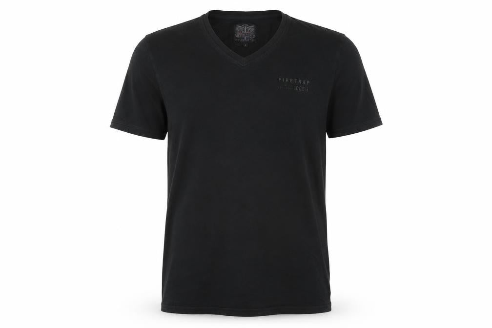 Firetrap Men's Black V-Neck Short Sleeve T-Shirt Size L Cotton