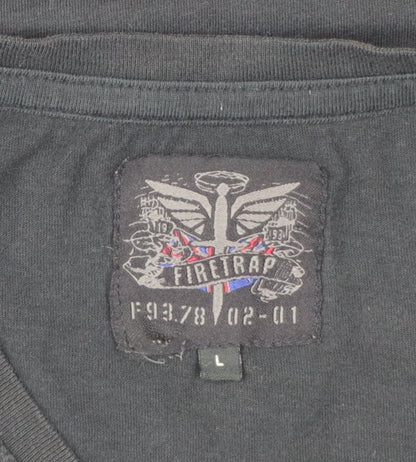 Firetrap Men's Black V-Neck Short Sleeve T-Shirt Size L Cotton
