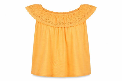 Wallis Womens Orange Off Shoulder Embroidered Camisole Blouse Size L