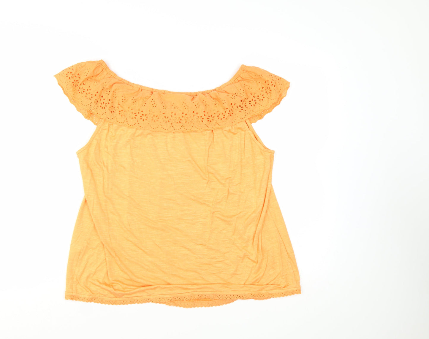 Wallis Womens Orange Off Shoulder Embroidered Camisole Blouse Size L