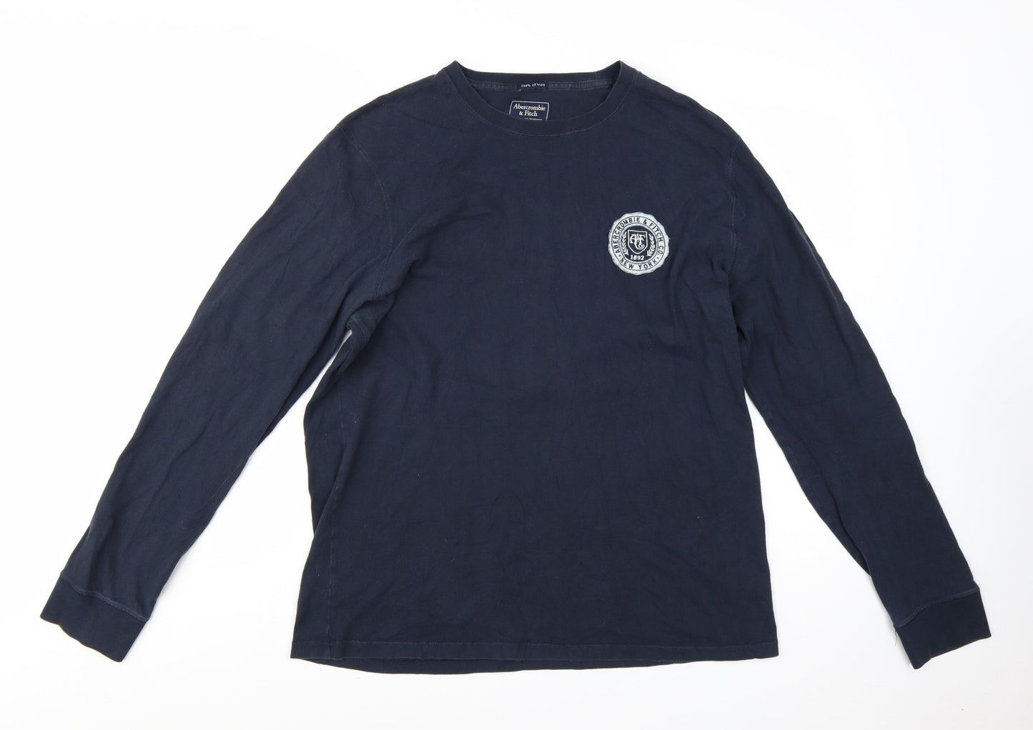 Abercrombie & Fitch Men's Blue XL Long Sleeve Logo T-Shirt