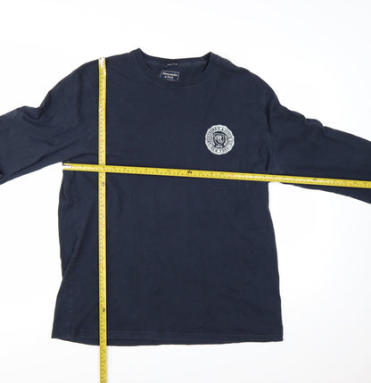 Abercrombie & Fitch Men's Blue XL Long Sleeve Logo T-Shirt