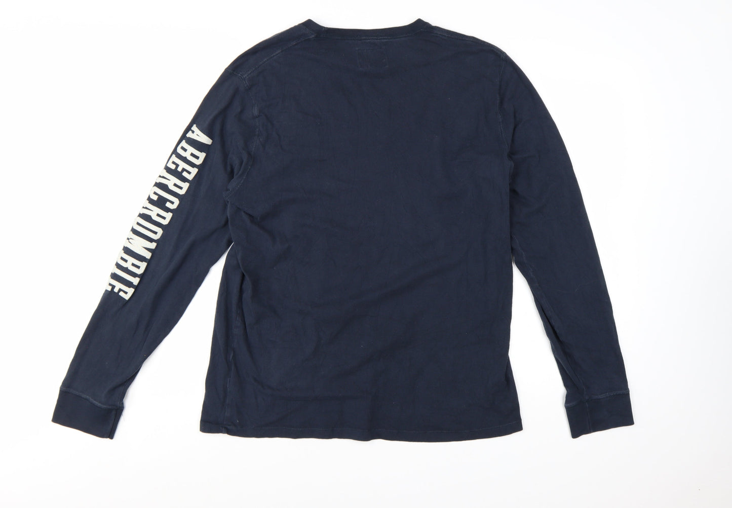 Abercrombie & Fitch Men's Blue XL Long Sleeve Logo T-Shirt