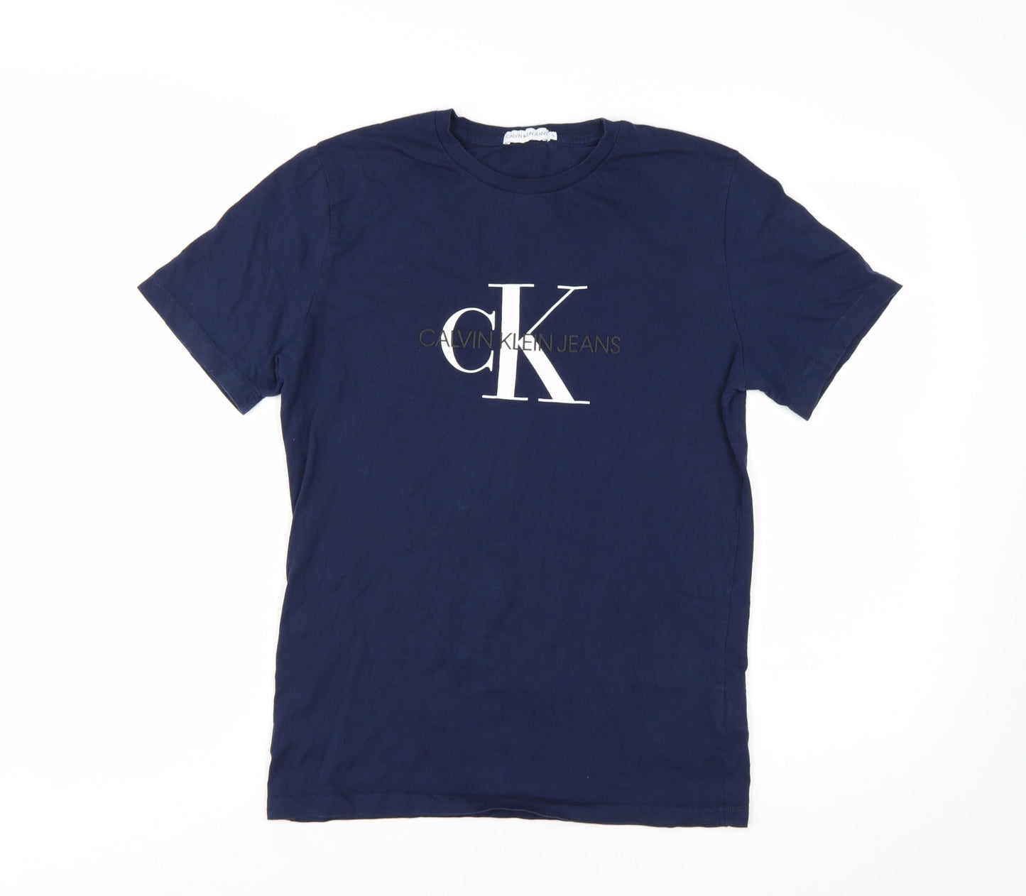 Calvin Klein Jeans Men's Navy Blue Cotton Logo T-Shirt Size L