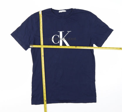 Calvin Klein Jeans Men's Navy Blue Cotton Logo T-Shirt Size L