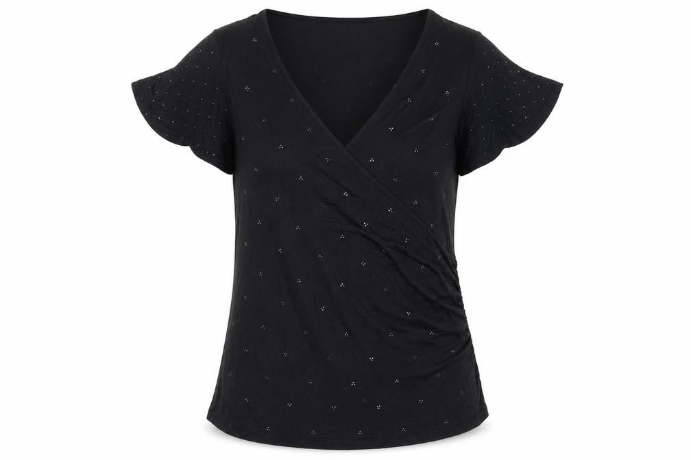 RJR John Rocha Women’s Black Wrap Style Beaded Top Size 14