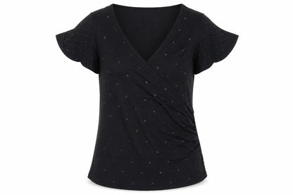 RJR John Rocha Women’s Black Wrap Style Beaded Top Size 14