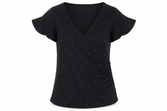 RJR John Rocha Women’s Black Wrap Style Beaded Top Size 14