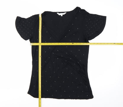 RJR John Rocha Women’s Black Wrap Style Beaded Top Size 14