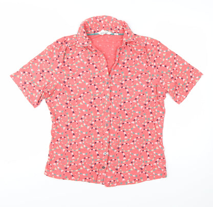 White Stuff Women's Pink Floral Cotton Button-Up Shirt UK 14