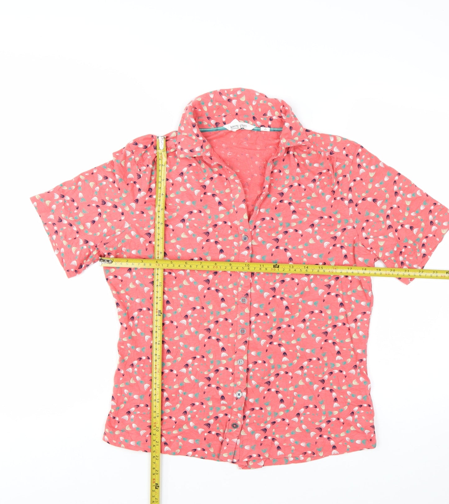 White Stuff Women's Pink Floral Cotton Button-Up Shirt UK 14
