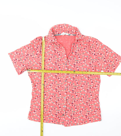 White Stuff Women's Pink Floral Cotton Button-Up Shirt UK 14